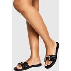 Black Sandals boohoo Womens Crochet Buckle Sandals - Black
