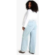 boohoo Womens The Plus Loose Straight Jean - Blue