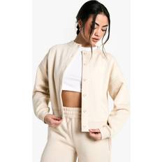 L Cardigans boohoo Womens High Neck Fleece Cardigan - Beige