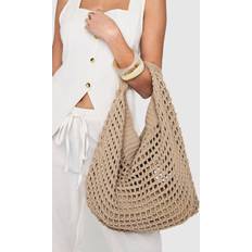 Borse da spiaggia boohoo Womens Knitted Crochet Slouchy Beach Bag - Beige