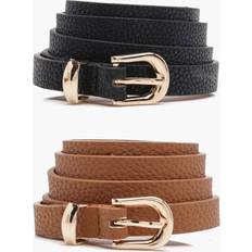 Boohoo Belts boohoo Womens Basic Skinny Belts 2 Pack - Brown