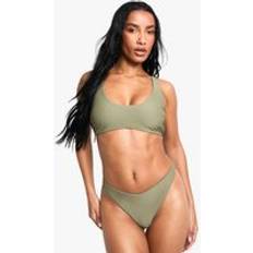 Boohoo Bikini Tops boohoo Womens Swimwear Essentials Scoop Bikini Top - Khaki