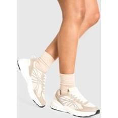 Beige Trainers boohoo Womens Sports Panelled Chunky Trainers - Beige