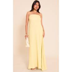 PrettyLittleThing Lemon Textured Bandeau Column Maxi Dress - Lemon
