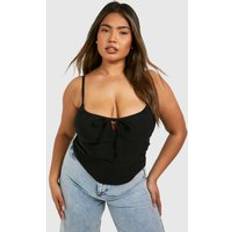 Boohoo Women Shapewear & Under Garments boohoo Womens Plus Sleeveless Ruched Tie Front Corset Top - Black