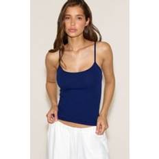 Blue Tank Tops PrettyLittleThing Soft Cotton Strappy Vest Top - Blue