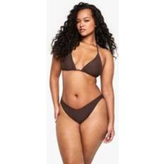 Brown Bikini Tops boohoo Womens Plus Swimwear Essentials Triangle Bikini Top - Brown