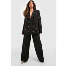 boohoo Womens Tailored Wide Leg Trousers - Black