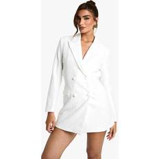boohoo Womens Sequin Lace Blazer Dress - White