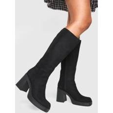 Platform High Boots boohoo Womens Platform Knee High Boots - Black