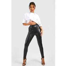 Boohoo Underwear boohoo Womens Petite Super Stretch Waist Shaping Leather Look Leggings - Black