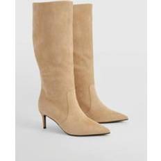 Beige - Stiletto Boots boohoo Womens Faux Suede Stiletto Knee High Boots - Beige