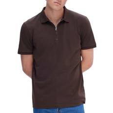 Brown Polo Shirts Selected Homme Half Zip Polo Shirt - Brown