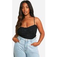 Boohoo Women Shapewear & Under Garments boohoo Womens Plus Textured Floral Cup Detail Corset Top - Black