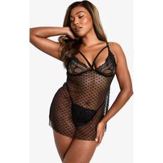 Boohoo Negligées boohoo Womens Plus Black Mesh Heart Babydoll - Black