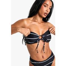 Stripes Bikinis boohoo Womens Swimwear Essentials Multiway Stripe Bandeau Bikini Top - Black