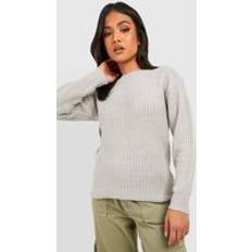 Boohoo Knitted Sweaters Jumpers boohoo Womens Petite Ivy Oversized Jumper - Grey