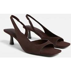 Stradivarius Leather High-Heel Sandals - Brown