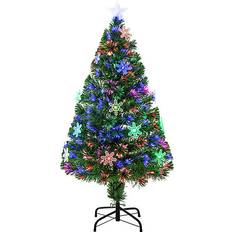 Homcom Fibre Optic Artificial Xmas LED Snowflake Green Christmas Tree 120cm