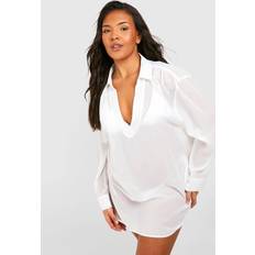 Boohoo Swimsuit Cover-Ups & Sarong Wraps boohoo Womens Plus Essential Beach Tunic - White