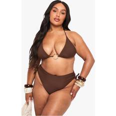 Brown Bikini Tops boohoo Womens Plus Resin Trim Triangle Bikini Top - Brown