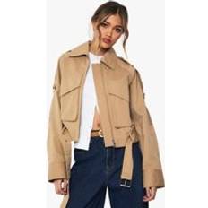 Boohoo Trenchcoats boohoo Womens Short Belted Utility Trench Coat - Beige