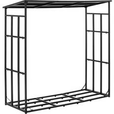 Hillvert Firewood Rack With Roof 400 Kg Steel Black