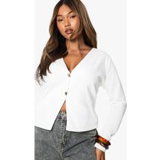 Gold - Women Cardigans boohoo Plus Knitted Gold Button Cardigan - Cream