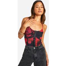 Boohoo Women Bodysuits boohoo Womens Tall Print Mesh Bodysuit - Black