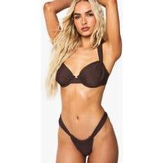 Brown Bikini Tops boohoo Womens Swimwear Essentials Fuller Bust Balcony Bikini Top - Brown