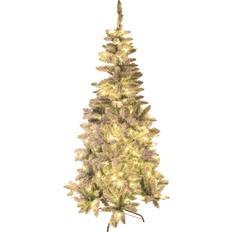 Gold Christmas Trees The Christmas Workshop Pre Lit LED Flock Pine Tree Green/Gold Christmas Tree 188cm