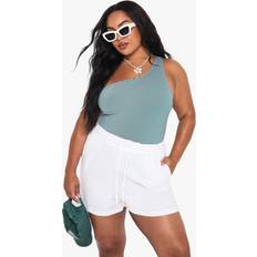 Green - Sportswear Garment Swimsuits boohoo Womens Plus Seersucker Stripe One Shoulder Swimsuit - Green
