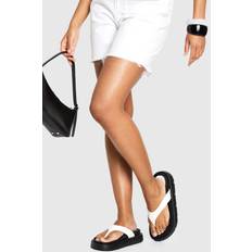 White Sandals boohoo Womens Toe Post Flatforms - White