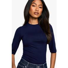 Natural Shapewear & Under Garments boohoo Womens 3/4 Sleeve Crew Neck Bodysuit - Navy