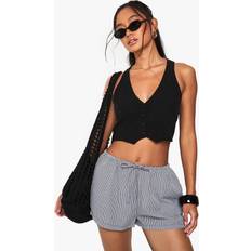 Checkered - Women Shorts boohoo Womens Woven Flippy Gingham Short - Black