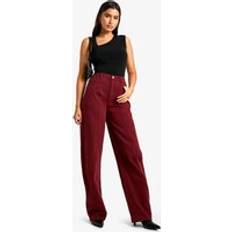 Red - Women Jeans boohoo Womens Tall Cherry Wash Barrel Leg Jeans - Red