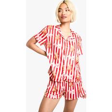 Boohoo Men Underwear boohoo Womens Christmas Gingerbread Man Print Short Sleeve Short PJ Set - Red
