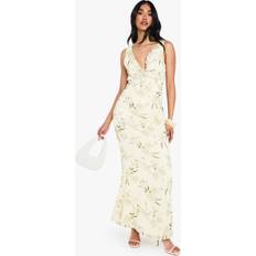 boohoo Floral Chiffon Maxi Slip Dress - Yellow