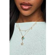 Blue Necklaces boohoo Womens Turquoise Delicate Starfish Layered Necklace - Blue