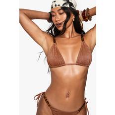 Orange Bikinis boohoo Womens Premium Swim Chain Strap Glitter Triangle Bikini Top - Orange