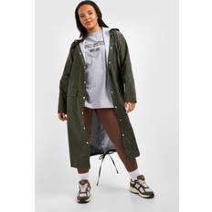 Boohoo Rain Clothes boohoo Womens Plus Double Layer Shell Longline Rain Parka - Green