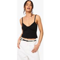 Boohoo Tank Tops boohoo Womens Twist Front Sweetheart Neckline Vest Top - Black