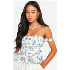 Cotton Corsets boohoo Womens Ditsy Floral Corset Top - White