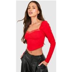 Lace Corsets boohoo Womens Lace Cup Detail Corset Top - Red