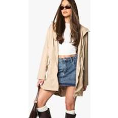 boohoo Womens Hooded Festival Mac - Beige