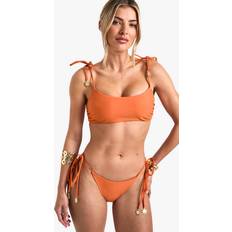 Orange Bikinis boohoo Womens Sunshine Charm Trim Tie Side Bikini Bottoms - Orange