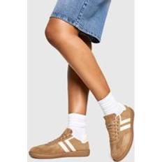 Beige Trainers boohoo Womens Stripe Gum Sole Trainers - Beige