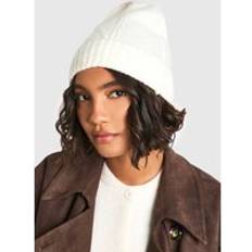 Beanies boohoo Womens Cable Knit Beanie - White