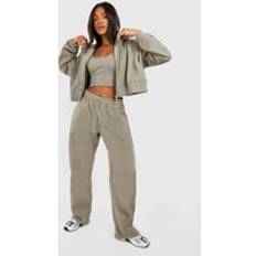 Women Suits boohoo Womens Deep Hem Crop Top 3 Piece Hooded Tracksuit - Grey
