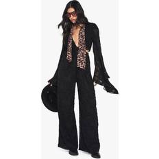 Florals - Women Jumpsuits & Overalls boohoo Womens Burnout Floral Wide Sleeve Jumpsuit - Black